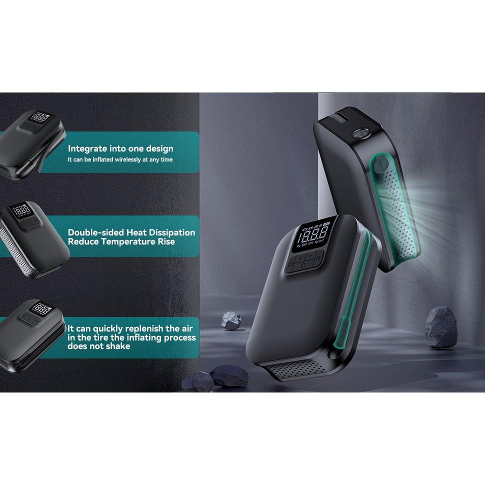 Electric Air Pump, Digital Battery Compressor, 5000 MAh, 4 Modes, 150 PSI Mini Tire Inflator, Portable Pump with LED Light for Car Motorcycle Bicycles