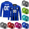 Men's Long Sleeve Soccer Jersey, Athletic Football Shirt, Red and Black Striped Sports Top for Training and Matches