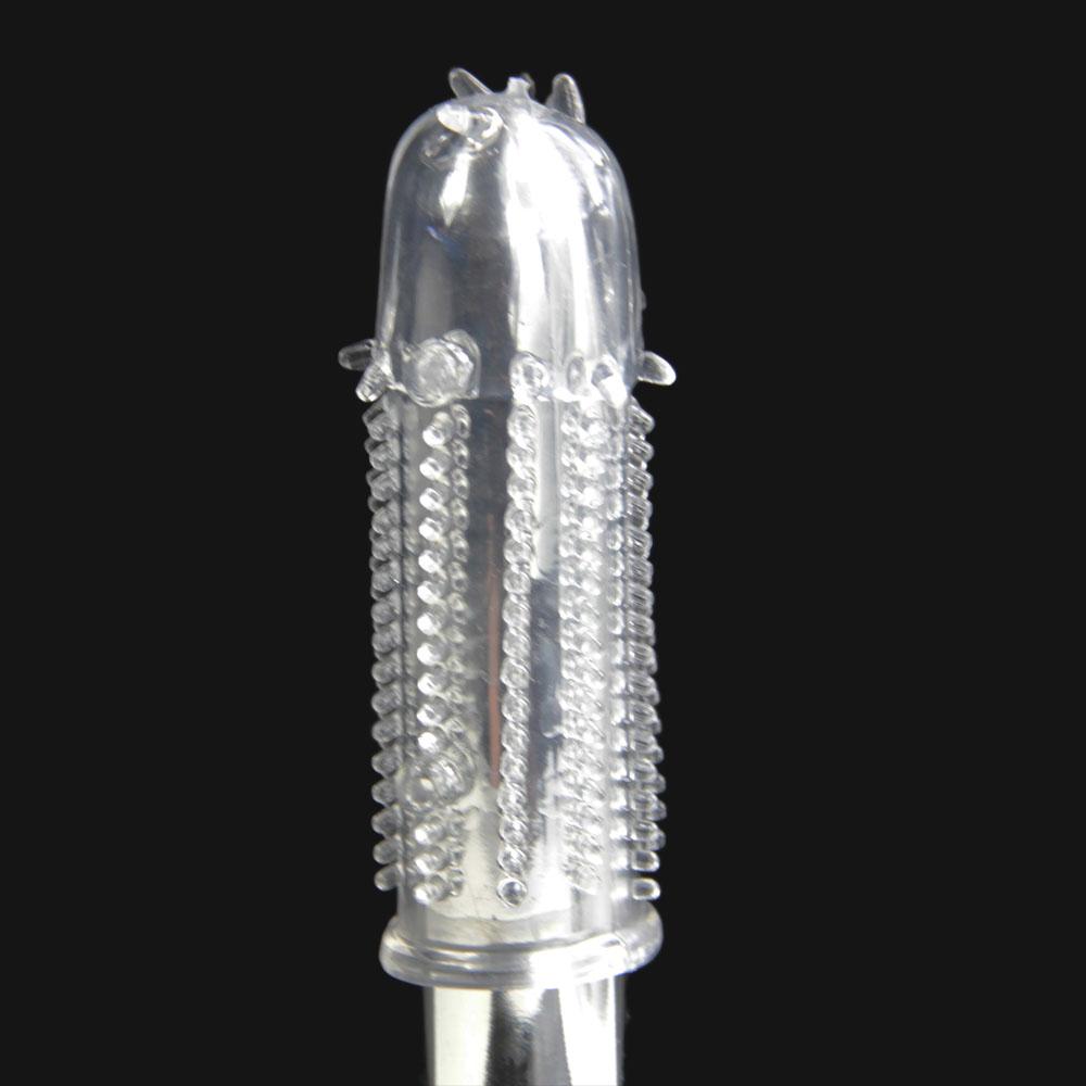 Vibrator Sleeves Ribbed Lasting Textured Penis Extender Sleeve Dotted Finger Condom Delay Cock Ring Enlargement Sex Toy Lover