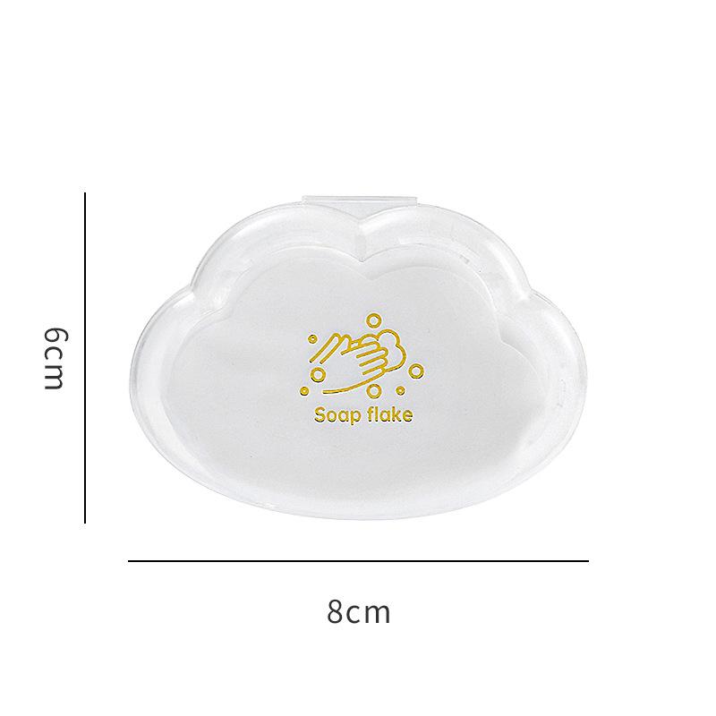 

50 шт. одноразовая мыльная бумага для путешествий, портативные листы мыла, креативная форма облака, ароматическое карманное мыло, мини-коробка для мытья рук 8x6cm белый