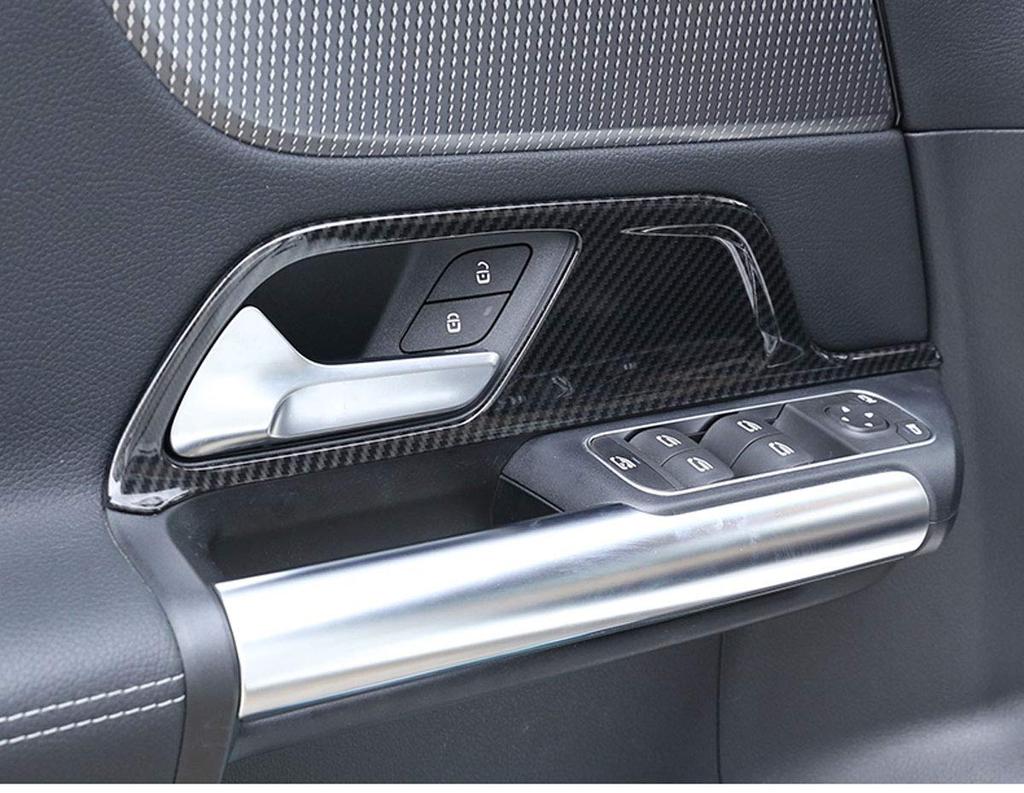 SHIFENG ABS Car Interior Door Handle Decoration Frame Trim Pack 4 Fiber for W247 X247 GLB B200 2019 2020 2021 2022 GLA H247 (Carbon Style)
