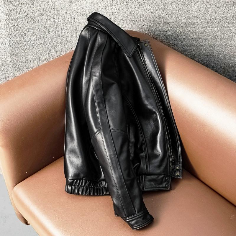 New Zealand Sheepskin Genuine Leather Jacket Moscow Action Same Style Mens Casual Flight Bomber Jacket