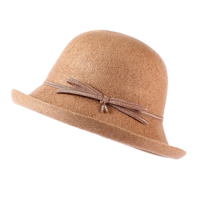 Wool Hat Women's Basin Hat Autumn and Winter Versatile Fashion Warm Bucket Hat Elegant Temperament Showing Face Woolen Top Hat