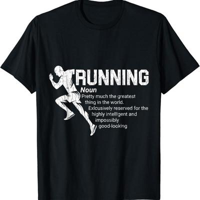 Running Definition Grappig Marathonloper T-shirt - Heren Zomer Katoenen Grafisch T-shirt