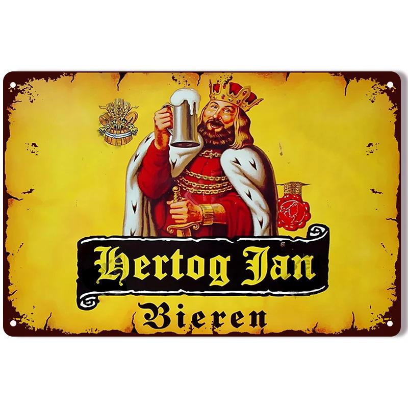 Retro Beer Posters Home Decor Plate Vintage Metal Tin Sign Hertog Jan Metal Plaque Pub Bar Wall Room Decoration