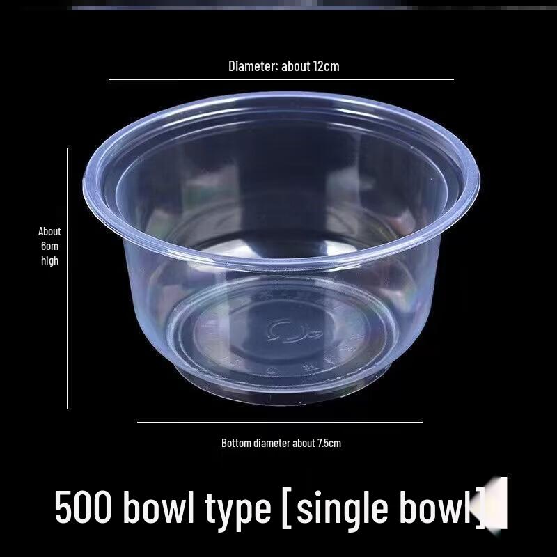 Disposable Thickened Transparent Plastic Round Bowls
