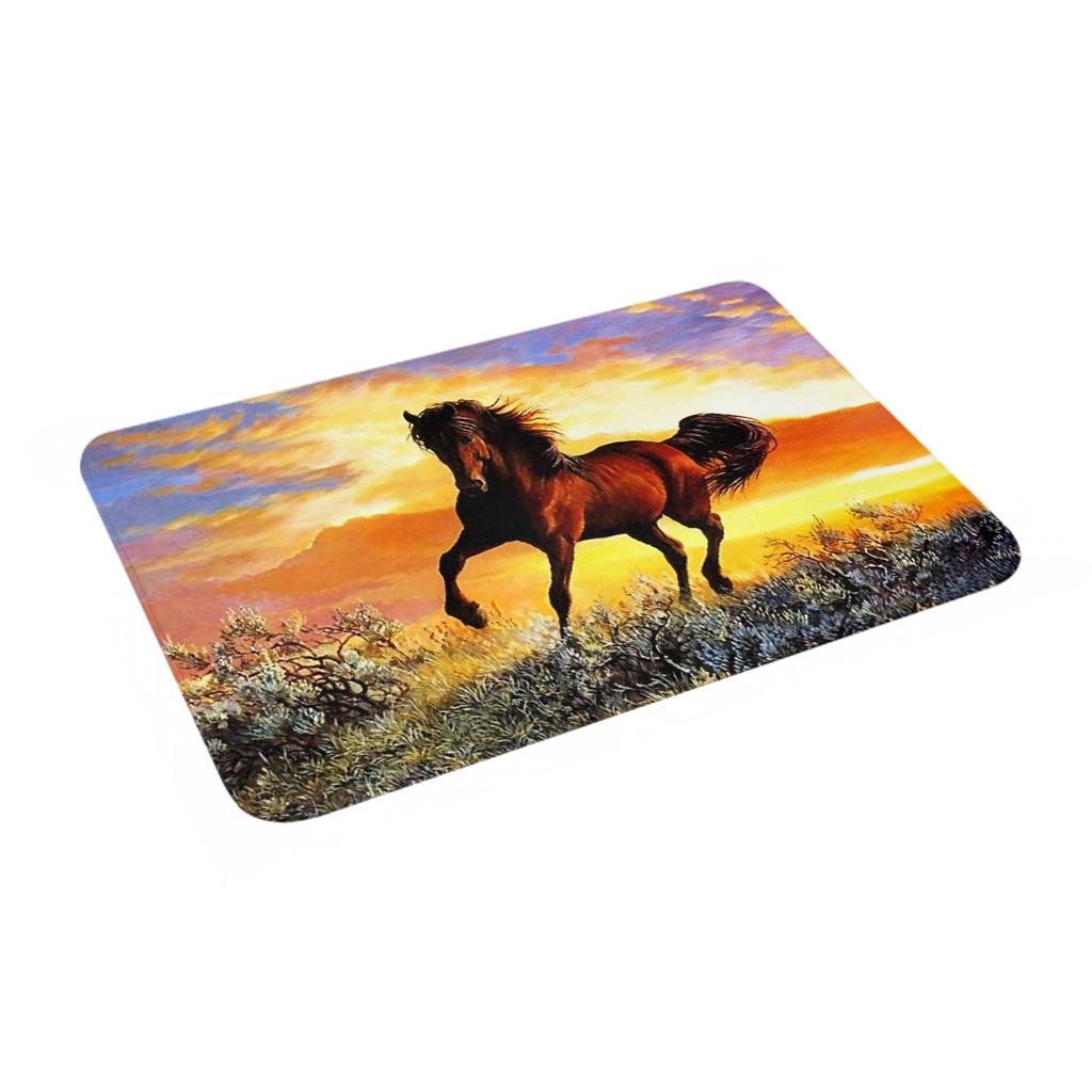 Horse Painting Doormat Anti-Slip Kitchen Bath Mat Toilet Door Floor Entrance Carpet Rug