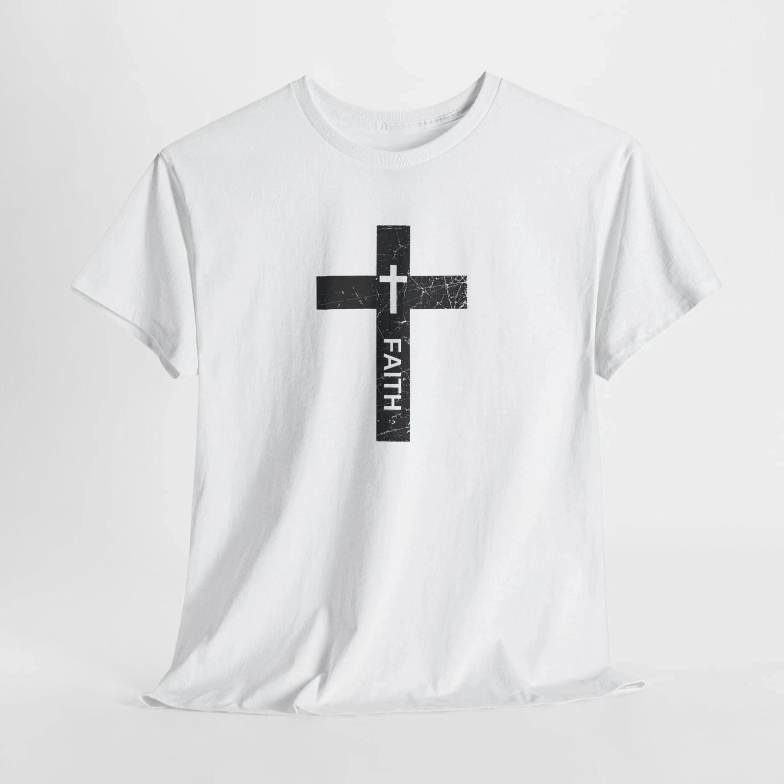 Religious Cross Unisex Tee, Faith Christian Shirt, Heavy Cotton T-shirt, L