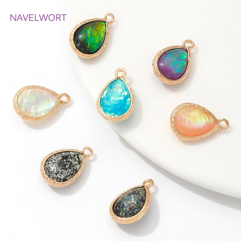 12mm*19mm 18K Gold Plated Teardrop Charms Pendants For Jewelry,Brass With Resin Teardrop Shape Charms,DIY Earring Pendant