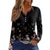 Women's Fashion Casual Floral Print V Neck Long Sleeved Button Up T Shirt Top Long Sleeved Top