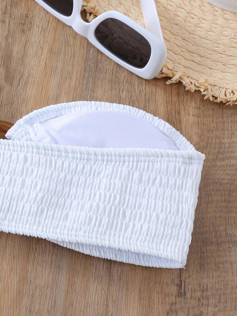 Evropsko-americké jednobarevné bikiny bez ramínek s trojúhelníčkovými kalhotkami 2025