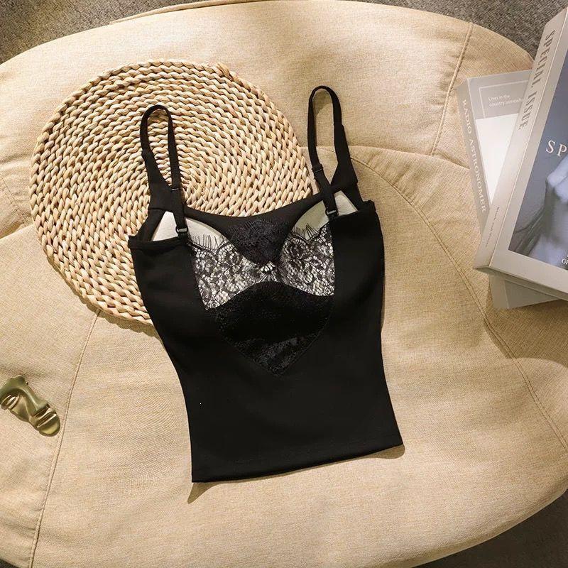 Elegantes Camisole mit Spitzeneinsätzen für Damen: Sommer-Top mit Brustpolstern & sexy Rückendesign