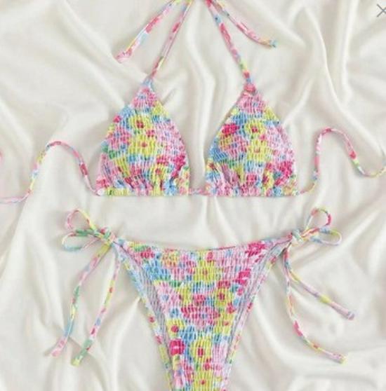 

Европейский и американский стильный женский купальник бикини с принтом - Раздельный купальник-бандаж для пляжного отдыха. Small розовый