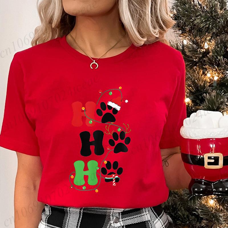 Women's T-shirt Short Sleeved Breathable Retro Round Neck Top Casual T-shirt Christmas Women's T-shirt