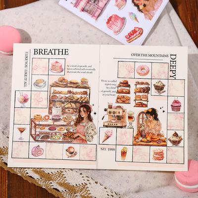 18 Sheets/book Vintage Lifestyle Dual-Material Coil Sticker Book Hand Account Backgrounds Stickers Greeting Card DIY Decorative