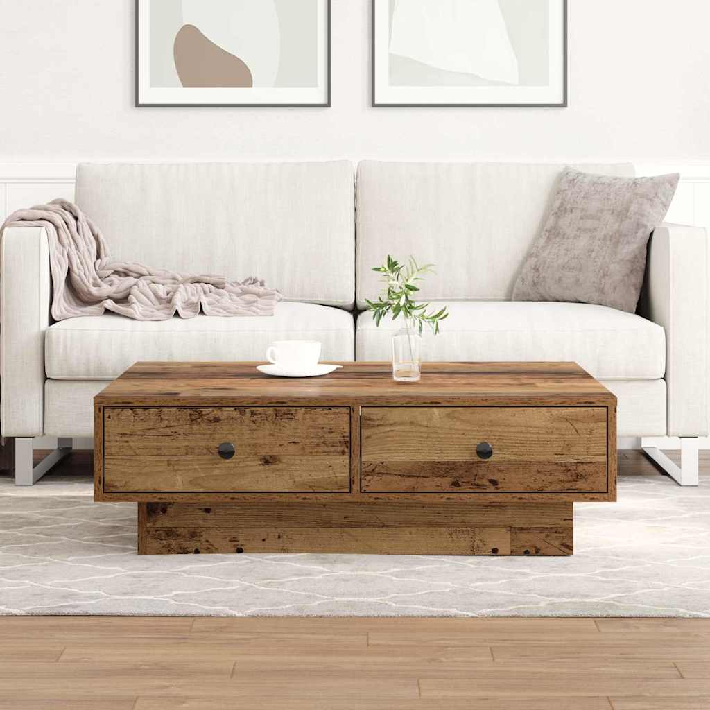 Coffee Table Reclaimed Wood 90 x 90 x 28 cm Engineered Wood