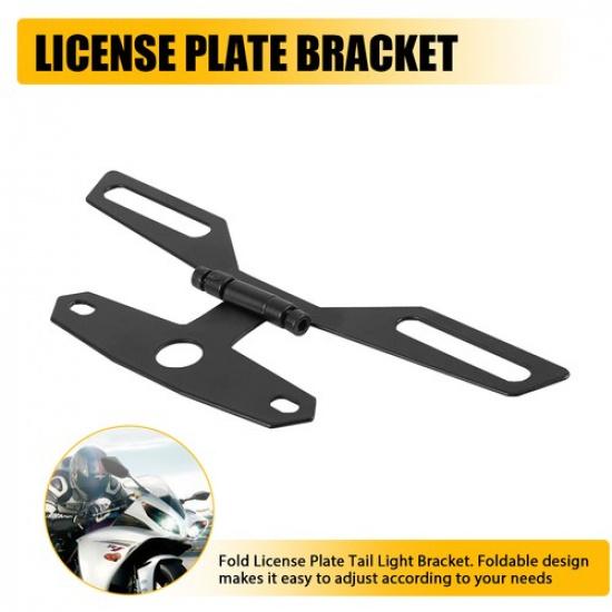 Aluminum Universal Black Flat License Motorcycle Plate Frame Rear Bracket Side