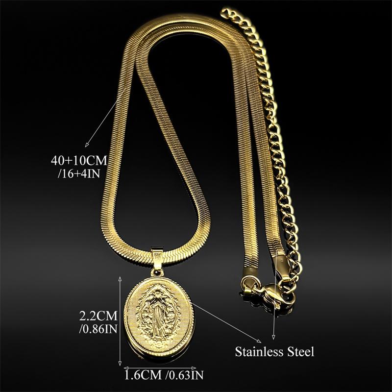 Katholisch Die Heilige Mutter Maria Anhänger Halskette Für Frauen Männer Edelstahl Goldfarbe Unsere Liebe Frau Kette Schmuck Collier