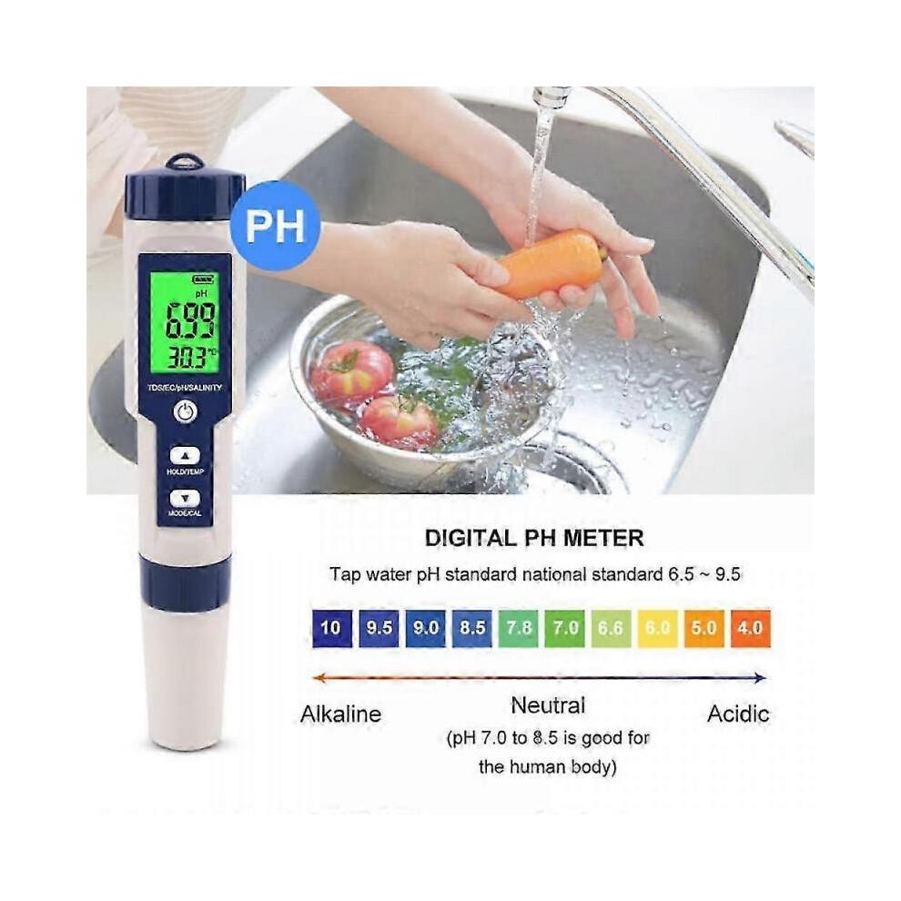 Pool Salt Tester, Digital Salinity Meter, High Accuracy 5 In 1 Salinity Tester for Salt Water,IP67 W