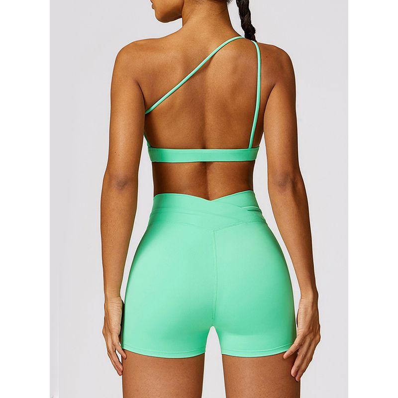 Oblique Shoulder Beauty Back Exercise Underwear Women's Bubble Wrap Push Up Sexy Yoga Jacket Outwear Open Back Fitness Vest Bra