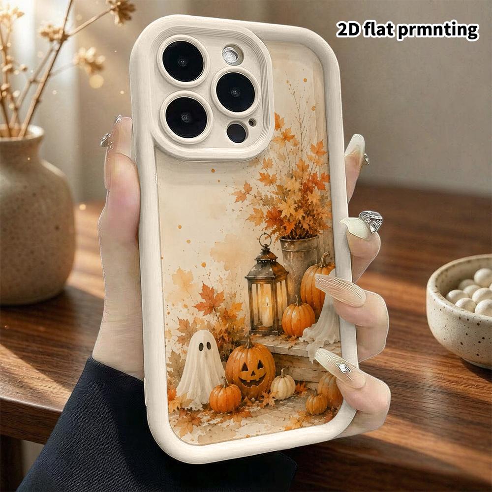 Phone Case: 2D Flat Design Suitable for iPhone 18, 17, 16, 15, 14, 13 Pro Stepped Protective Case, Autumn Halloween, Halloween Gift