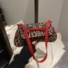Large Capacity Solid Color Bow Casual Foreign Style New Personalized Retro Fashion Leopard Print Commuter Shoulder Messenger Women's Bag
