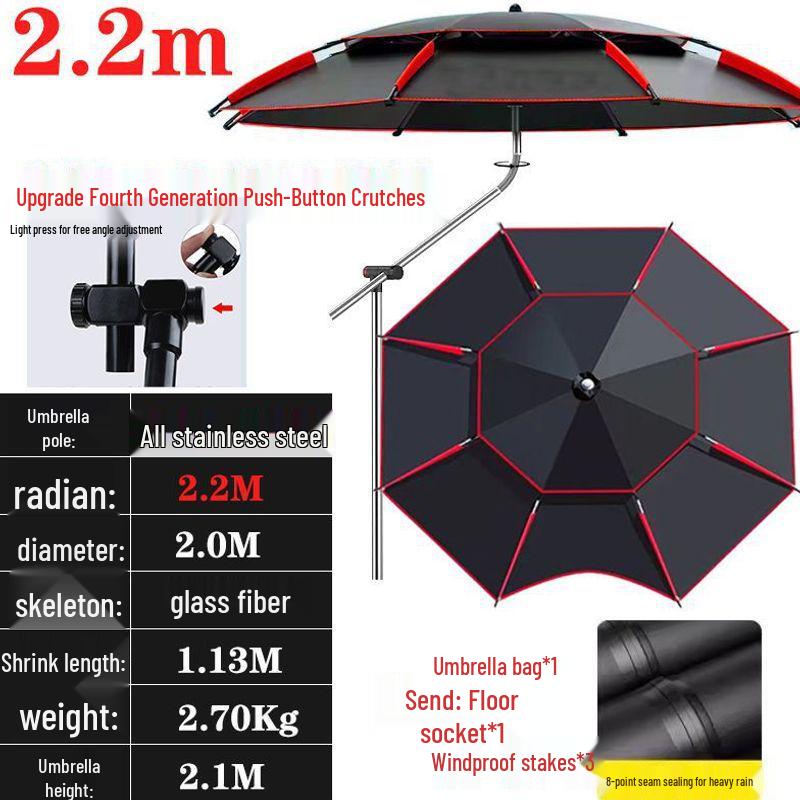 Universal Large Outdoor Fishing Umbrella: Thickened Black Glue for Sun & Rain Protection, Sun Shade & Cane Functionality