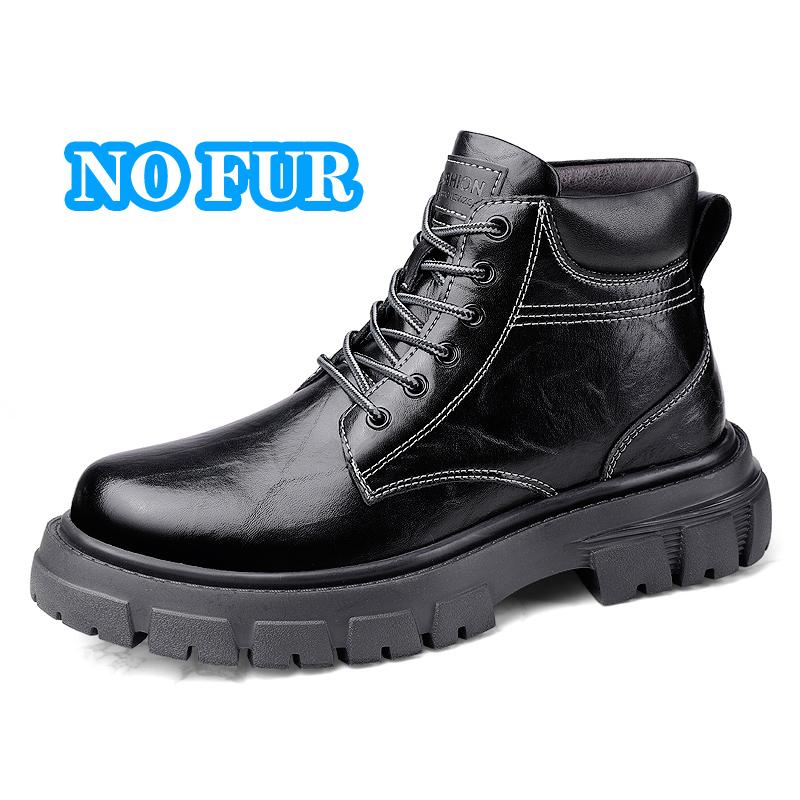 Fashion High Quality Thick Bottom Men Motocross Boots Genuine Leather Winter High Top Shoes Business Casual British Ankle Boots Sneakers