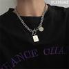 Unisex Personalized Titanium Steel Necklace with Square LOVE GRACE Pendant