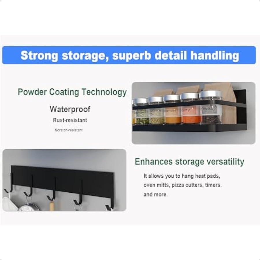 Magnetic Shelf for Fridge 3Pack Magnetic Spice Rack for Refrigerator 5Hook Magnetic Shelves with Large Containers OverDoor Pant