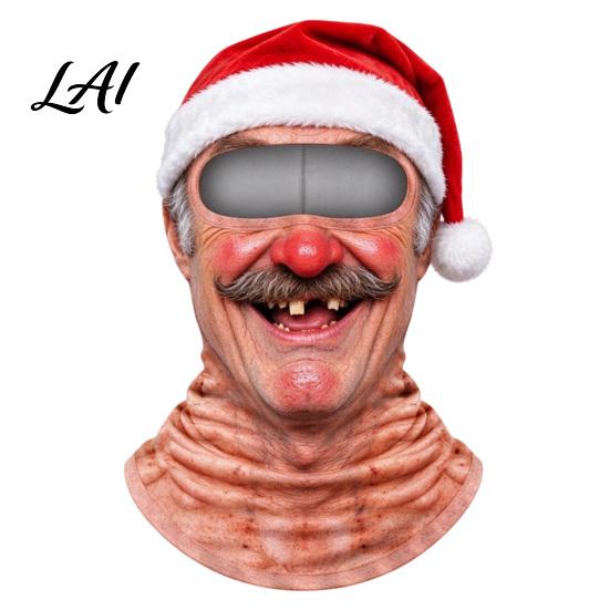 Winter Full Head Cover Christmas Face Print Ski Mask Realistic Balaclava for Men Cold Weather Women Windproof Cycling Riding Snowboarding
