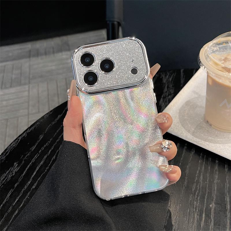 Silver Glitter Double-Layer Phone Case for Apple 17 Pro Max, 16 Pro, 15 Pro, 14 Pro, 13
