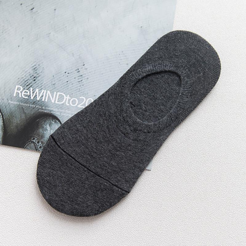 

Мужские весенне-летние новые однотонные хлопковые силиконовые нескользящие носки-невидимки с мелким вырезом 1 pair темно серый