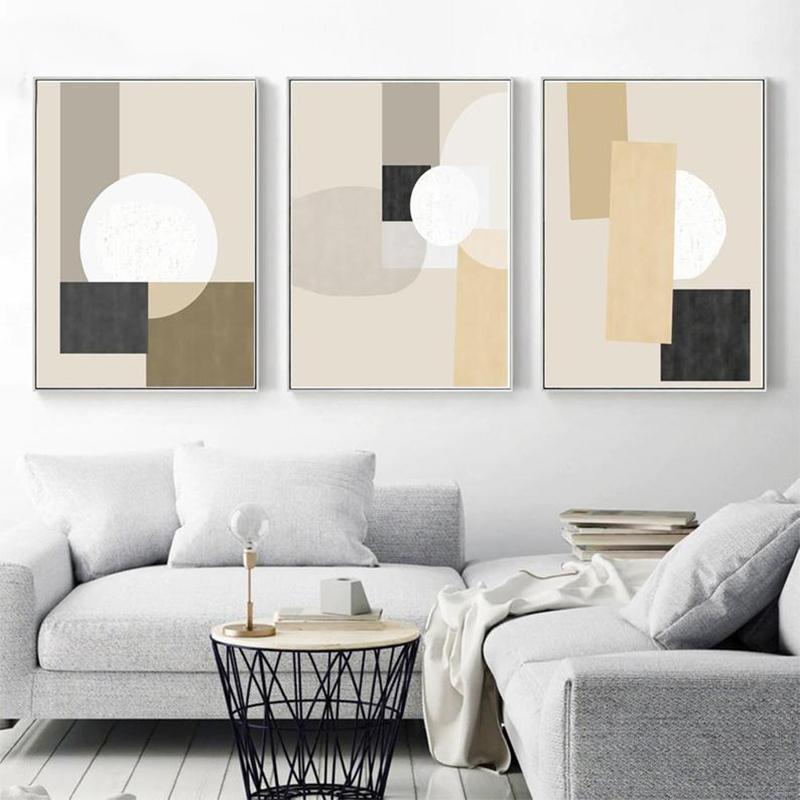 

Абстрактное настенное искусство в скандинавском стиле с геометрическим рисунком на холсте, постер и принт, настенные панно для гостиной, домашний декор