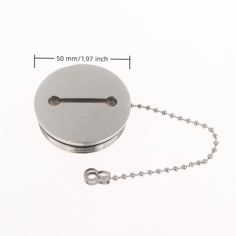 Boat Parts Deck Fill Cap with Chain 316 Stainless Steel 38MM 50MM Leak Resistant Marine Hardware for Kayak Sailboat