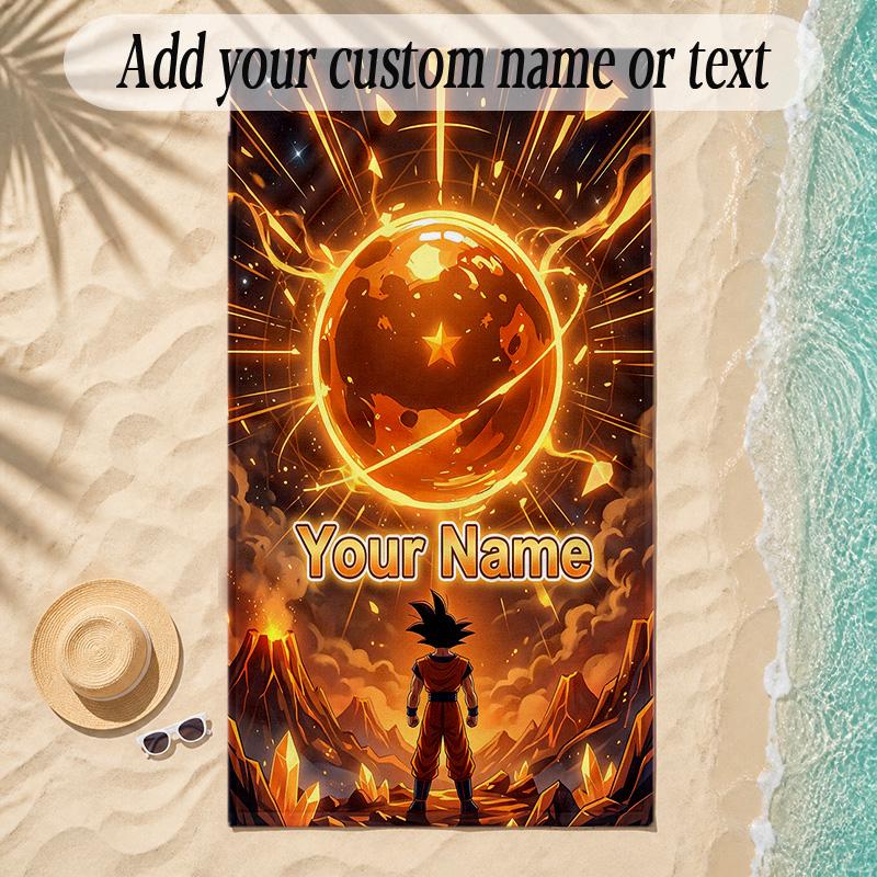 Beach TowelDragon Ball Custom Name Text Personalized Soft Towel for Beach Pool Indoor Home Decor Gift