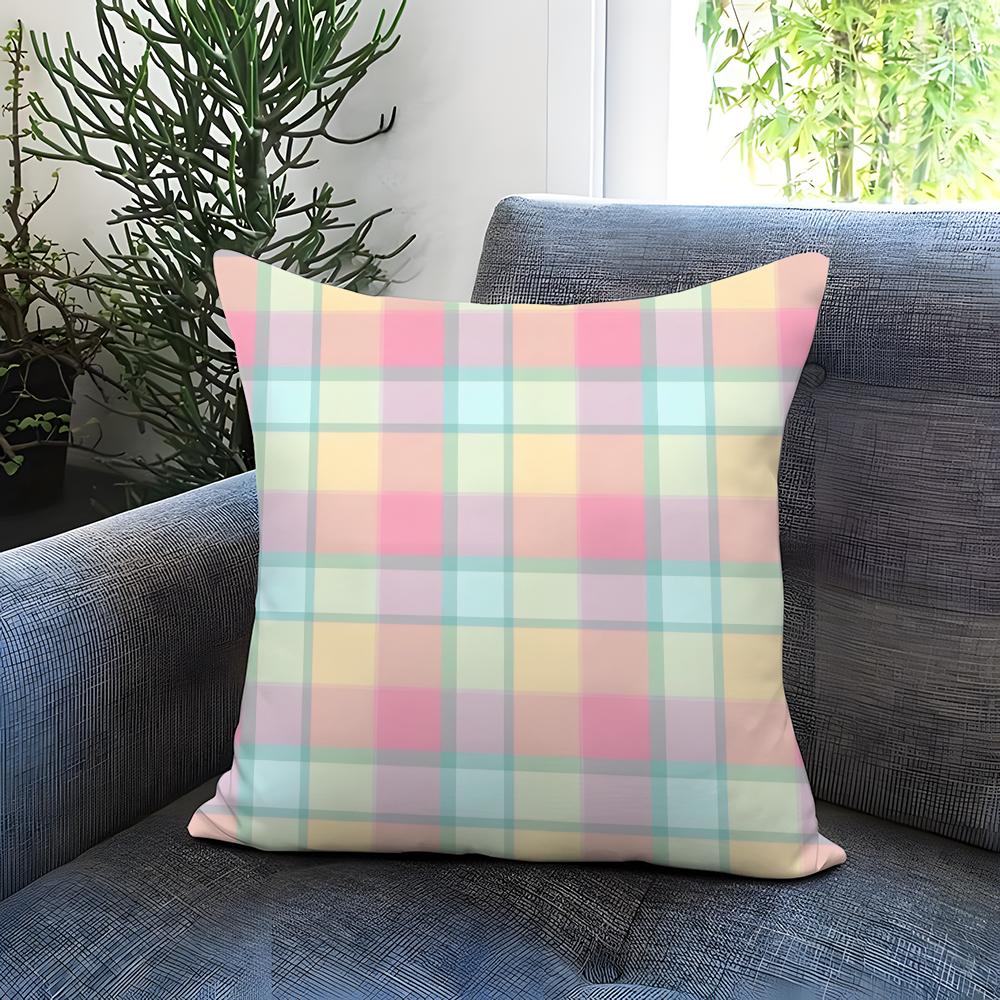 Simple Checkered Pattern Cushion Cover Comfortable Reversible Pillow Cover Ideal For Car Sofa Bedroom & Beyond