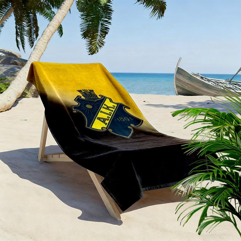 AIK Football Print Beach Towel, Large Soft Quick Dry Towel for Beach Camping Swimming