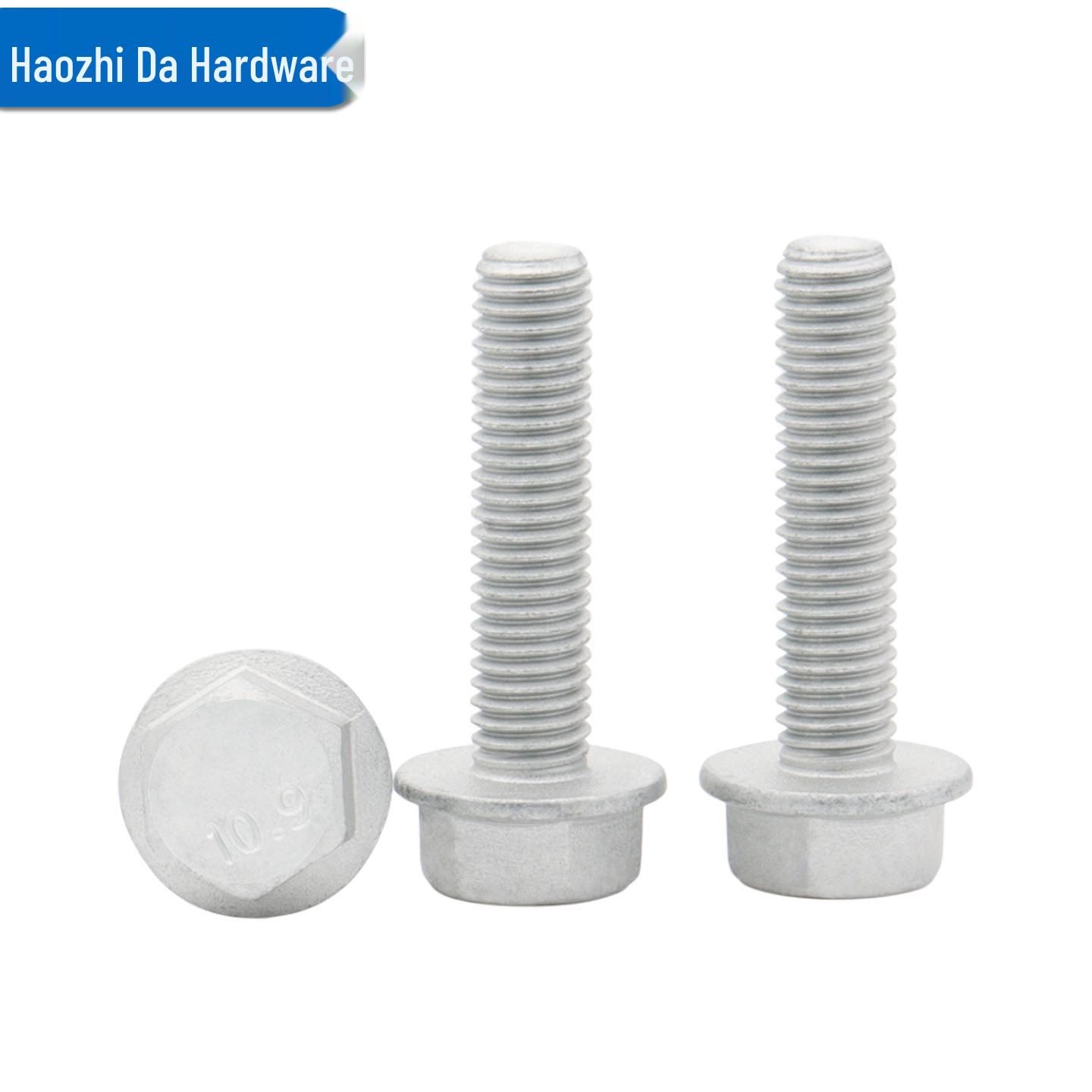 10.9 Grade Dacromet Flange Head Bolt with Washer - M6 M8 M10 M12 M10*16 Full Thread (5 pcs)