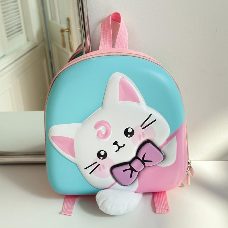 Charming Cat Cartoon Backpack For Kids With Comfortable Shoulder Straps For Everyday Use