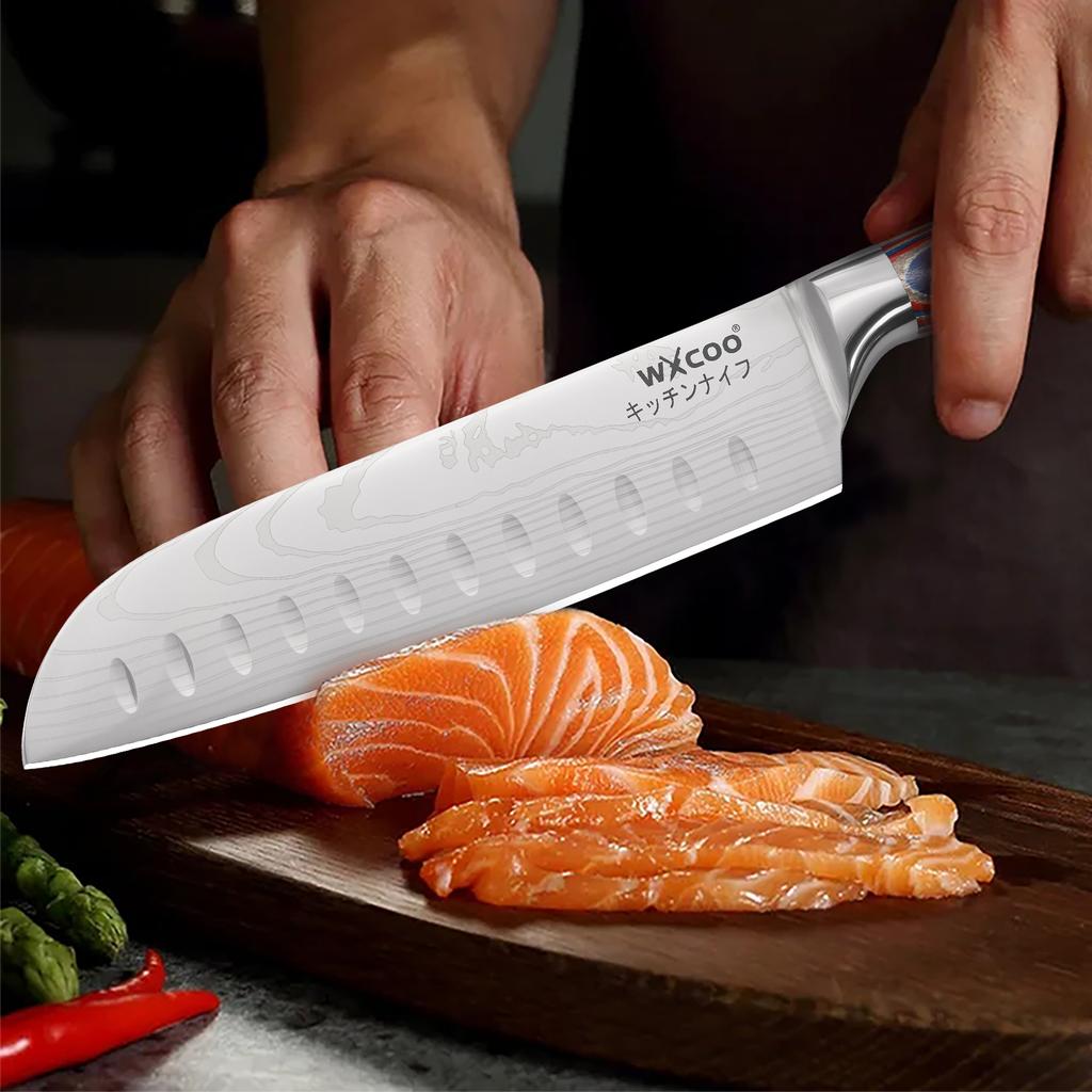 Professional Japanese Knives Kitchen Santoku Knife Damascus Pattern Chef Knife Vegetable Cutter Knife Slicing Knife