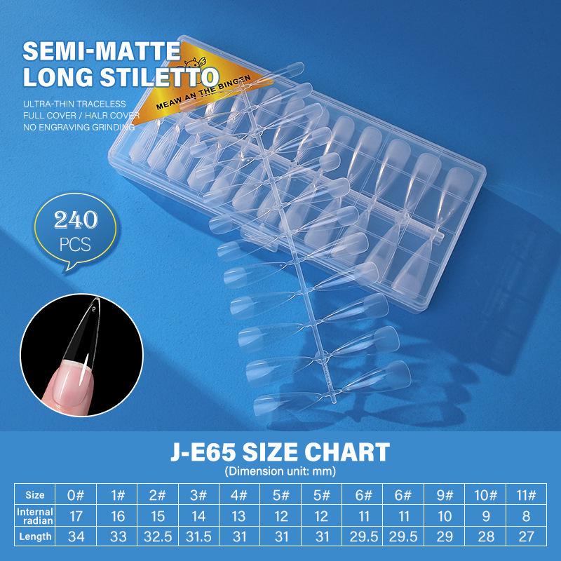 Dual-Use Seamless Transparent Frosted Nail Tips - Extendable Flat/Arc Design