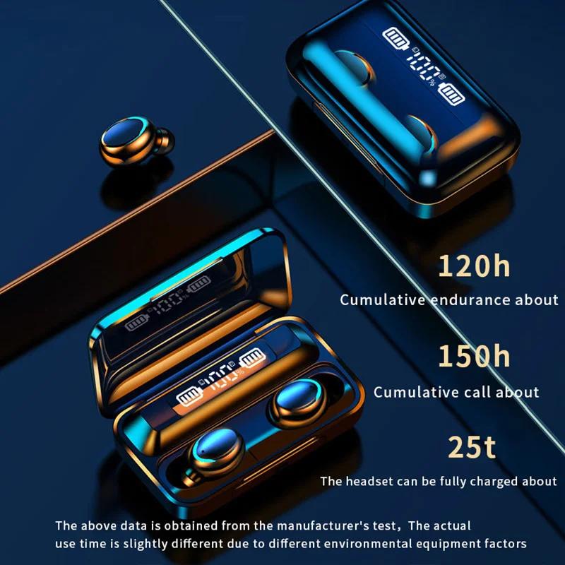F9 Wireless Earphones LED Dislpaly Binaural TWS Wireless Bluetooth Headset Waterproof Noise Reduction Bluetooth Headphones