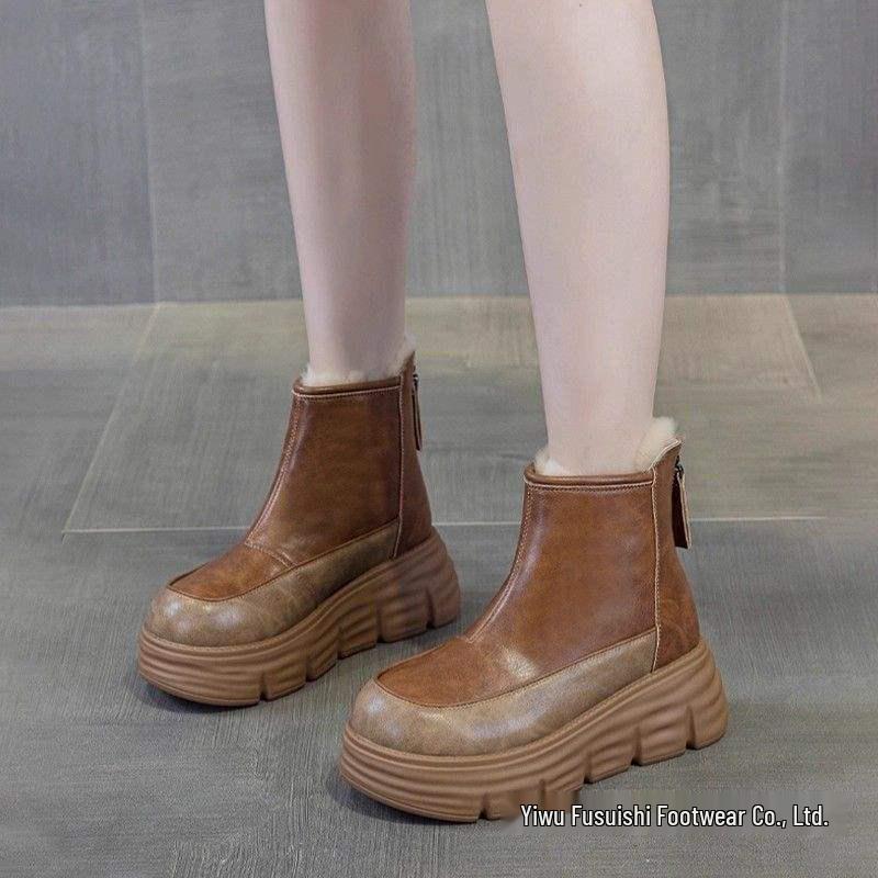 2025 Girls' Snow Boots: Winter Cotton Shoes with Fleece, Four-Season Martin Boots