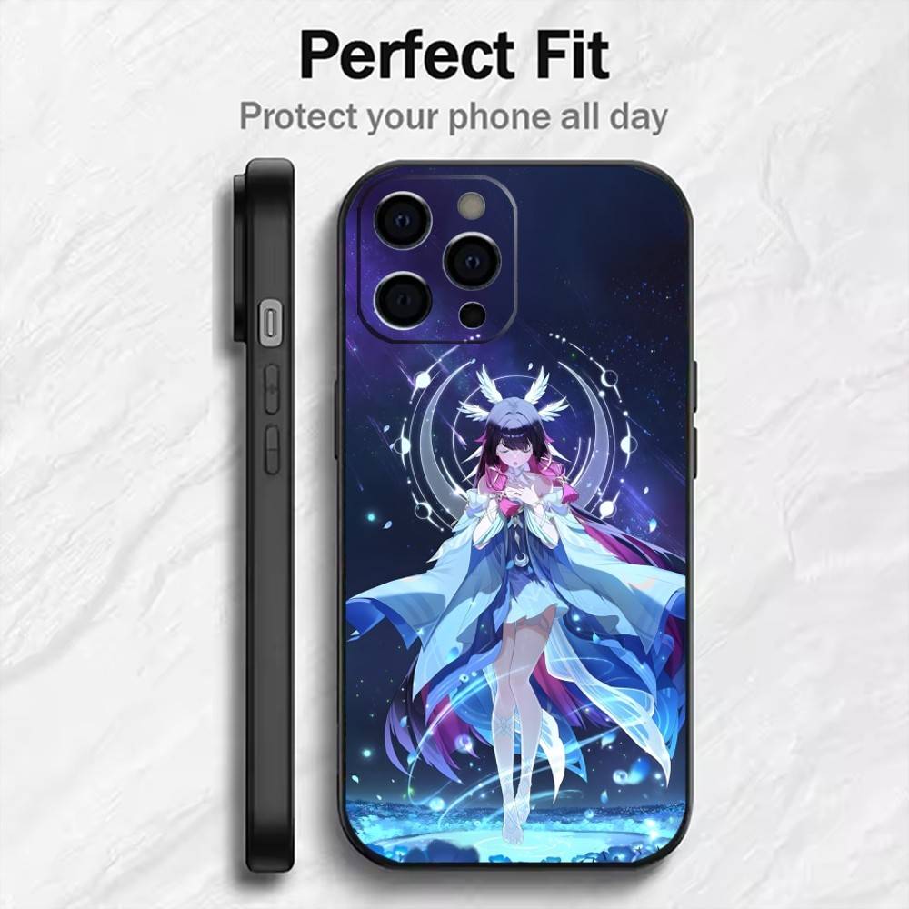 Moon Goddess Girl C-Columbina  Phone Case For iPhone17,16,15,14,13,12 Plus,Max Soft Silicone Black Cover