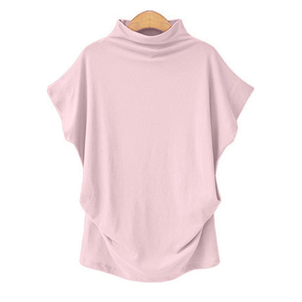 Women's Turtleneck Top Crewneck Short Sleeve T-shirt