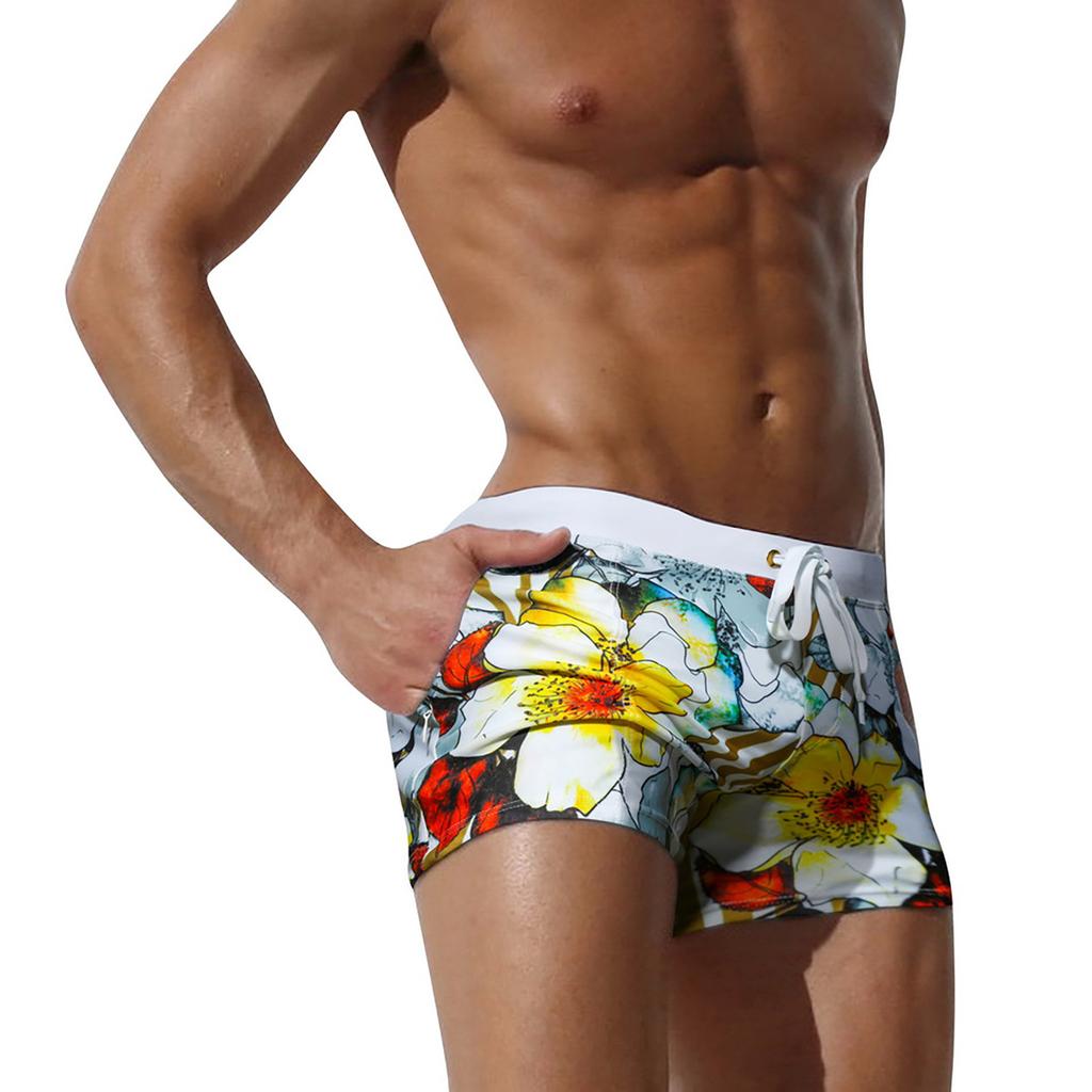 Mote Menn Pustende Trunks Bukser Solid Badetøy Strandshorts Slim Wear