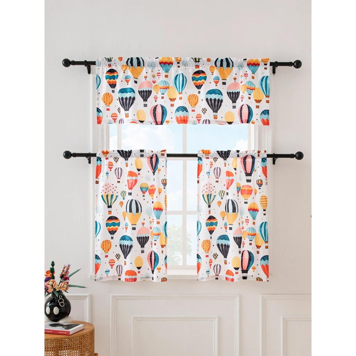 

140 * 46CM (1PCS) 68 * 60CM 60 * 91CM (2pcs) cartoon series small kitchen curtains suitable for kitchen, living room, and study 68x91cm&Fixed Pleat