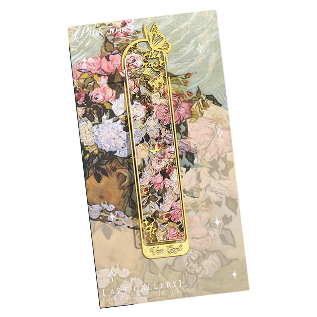 Vintage Art Bookmarks Oil Painting Themed Bookmarks Hollow Out Metal Bookmarks Book Page Divider for Book Lover Teacher