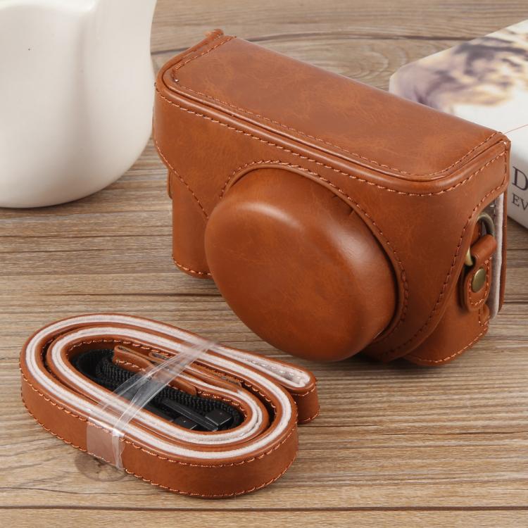 

For Sony ZV-1F Vlog Camera Full Body Leather Camera Case Bag with Strap
